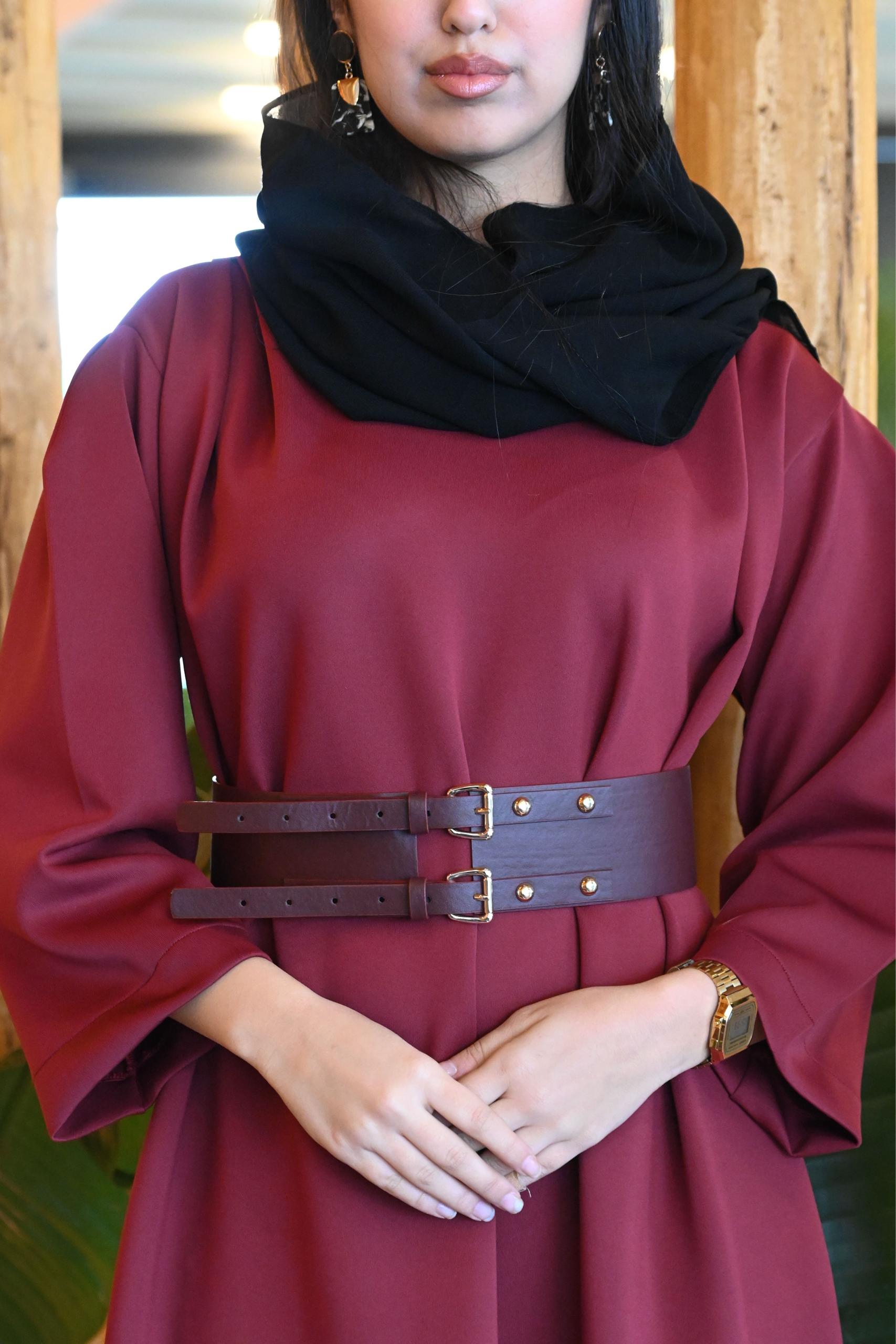 Bordo Rahat Kesim Elbise