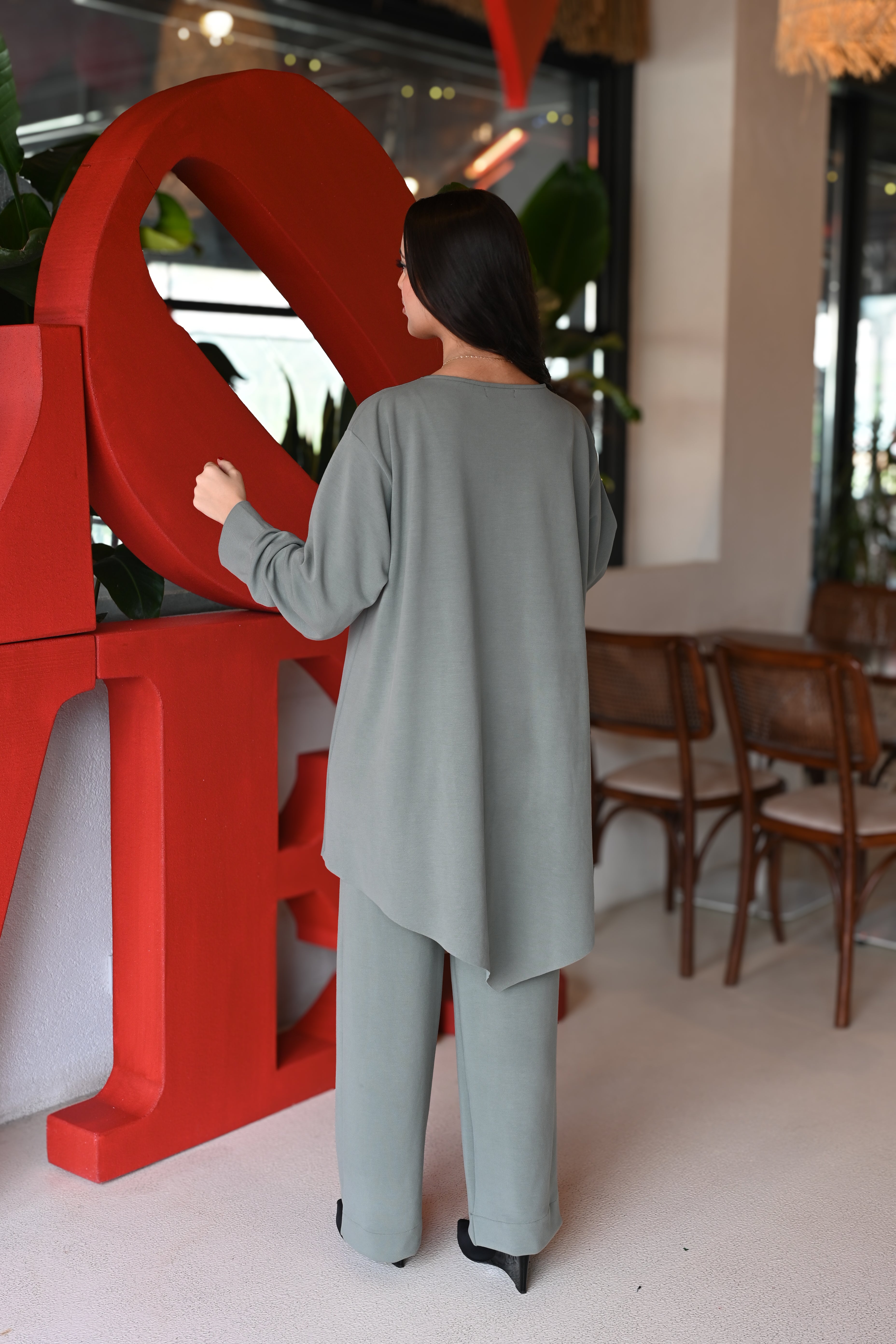 Broş Detaylı Tunik & Pantolon Takım