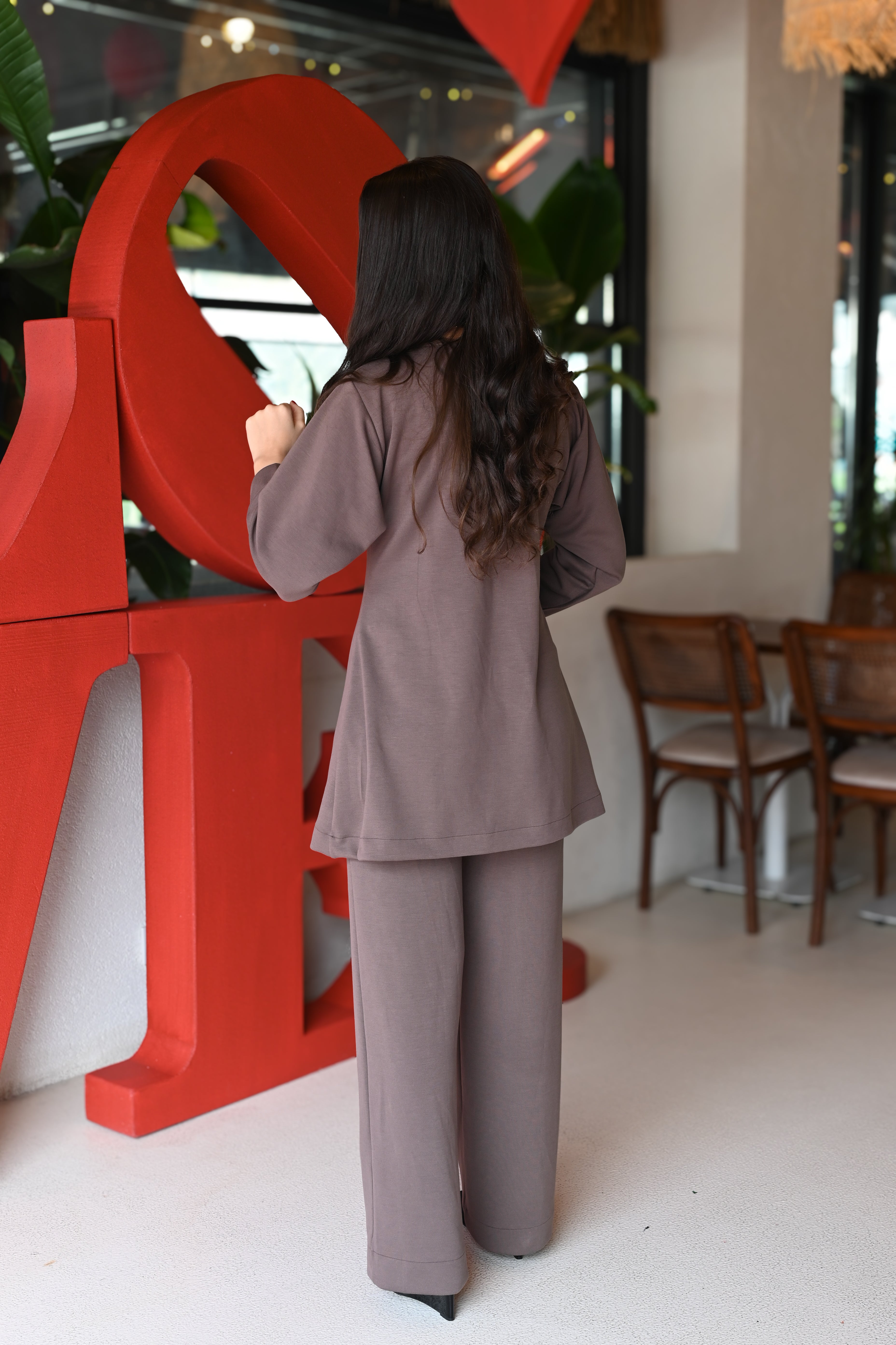 Gold Düğme Detaylı Tunik & Pantolon Takım