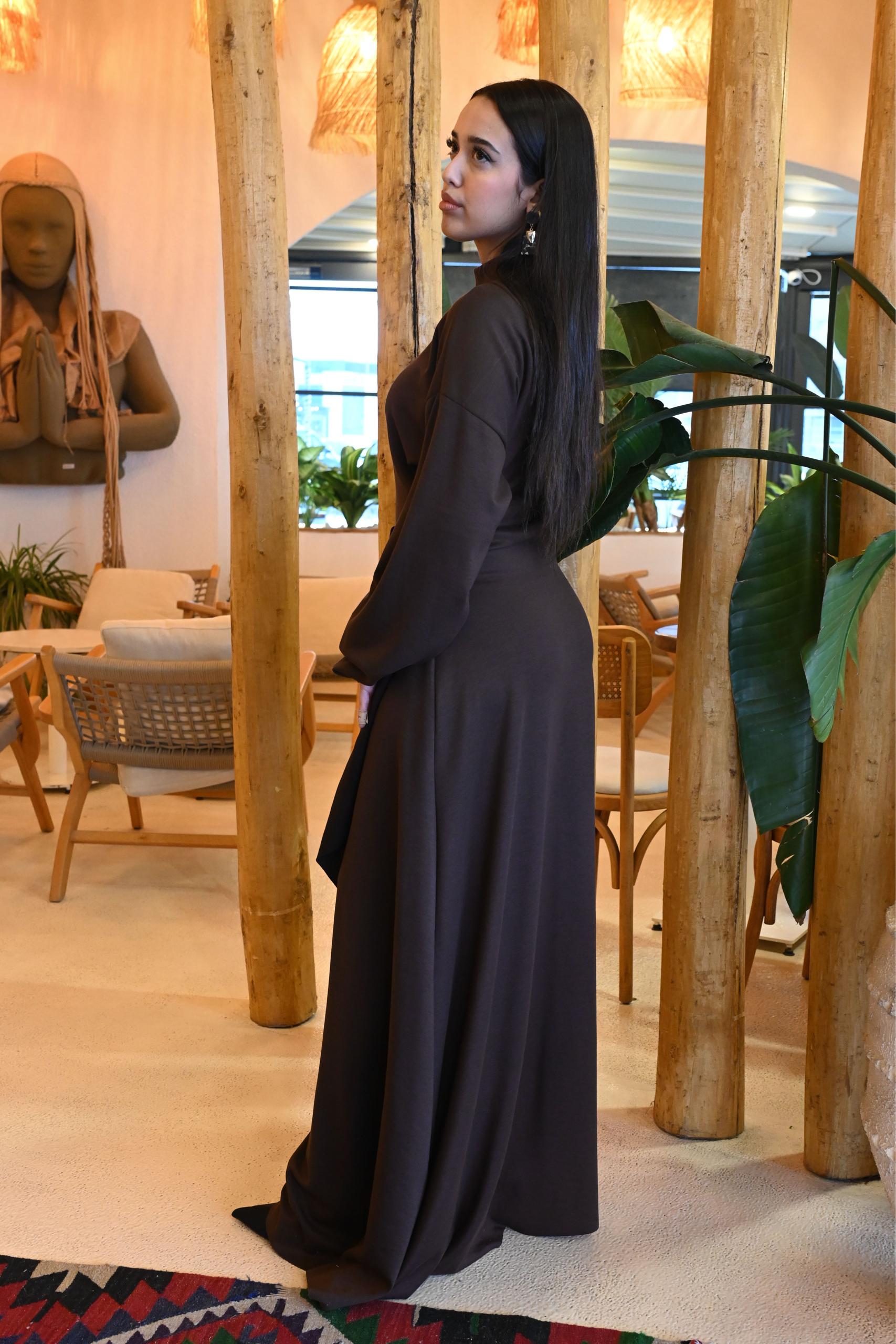 Gold Broş Detaylı Elbise