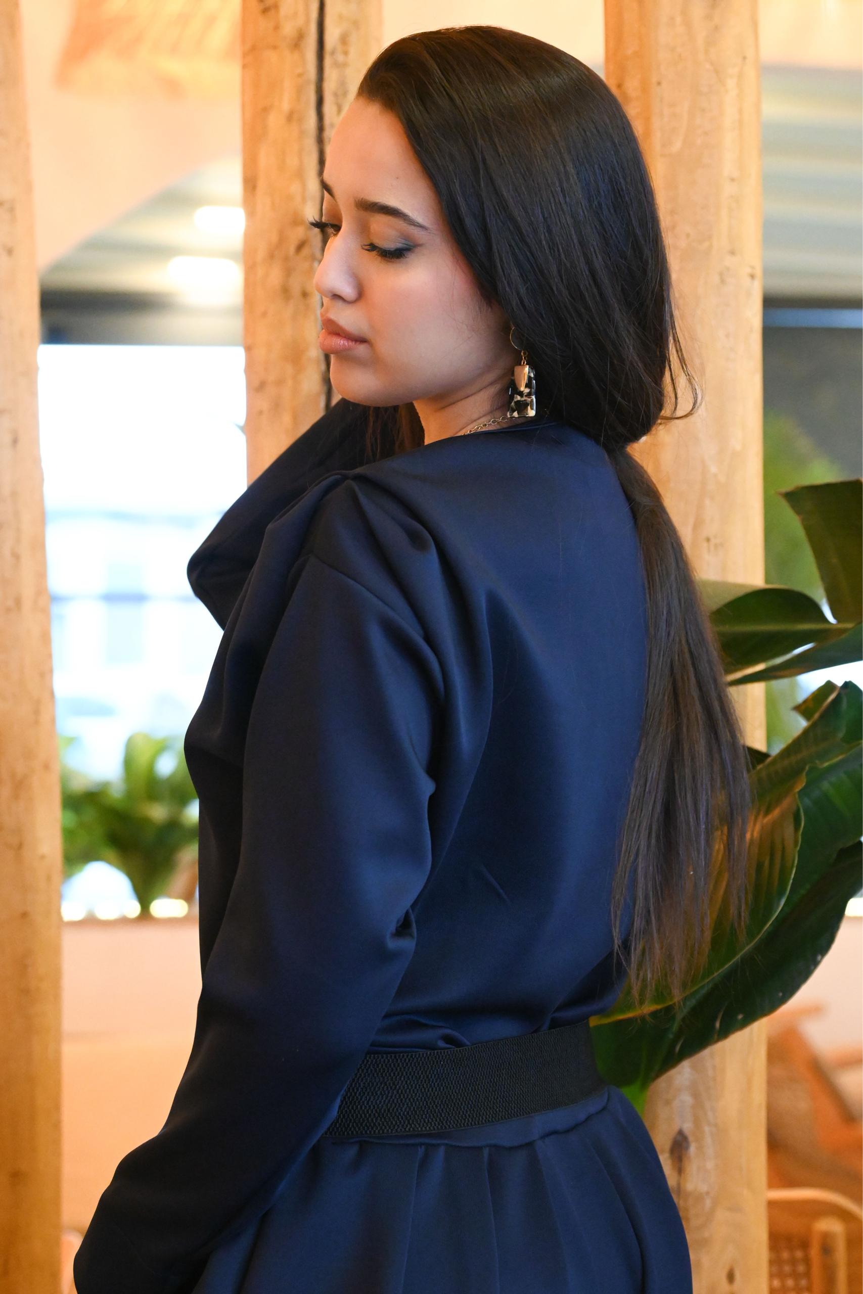 Kemer Detaylı  Bluz & Pantolon Takım