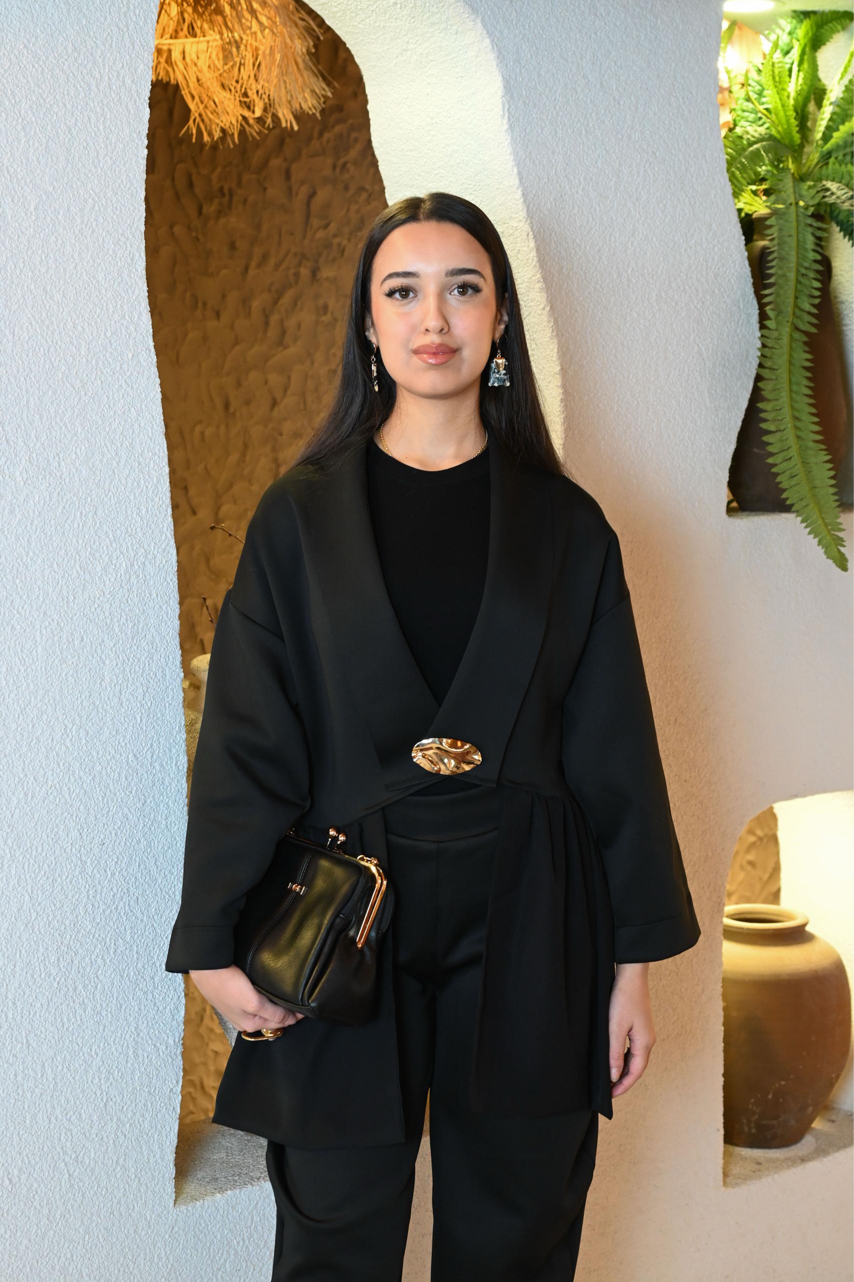 Gold Aksesuar Detaylı  Blazer Ceket & Pantolon Takım