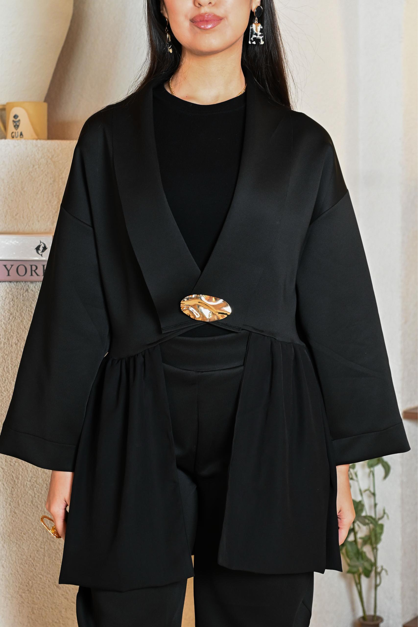 Gold Aksesuar Detaylı  Blazer Ceket & Pantolon Takım